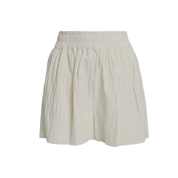 Frame Pleated Lamb Leather Short Women's Cream Size Medium - Picture 2 of 14